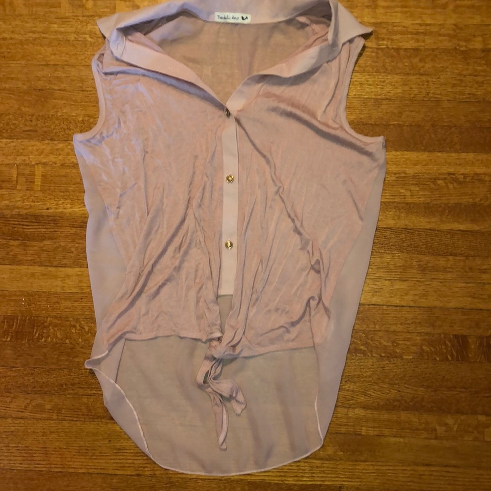 Blush pink collared tank blouse